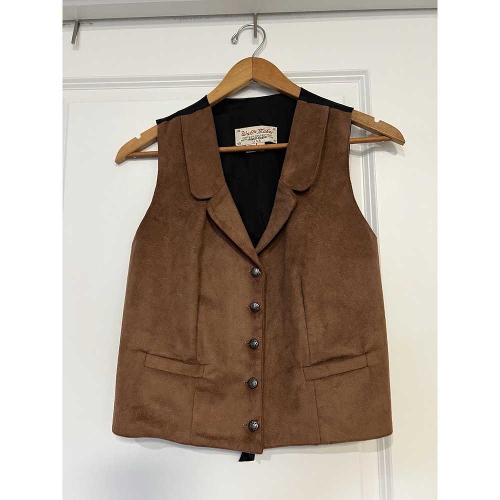 Wah Maker Vintage Collection Trappers Vest Saddle Brown Size‎ Medium Western USA